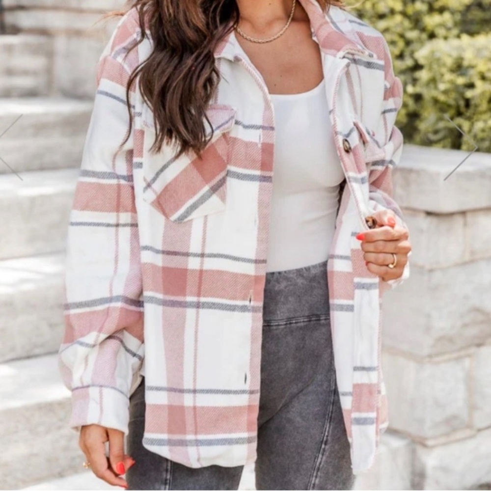 Love tree plaid button up Shacket NWT size medium